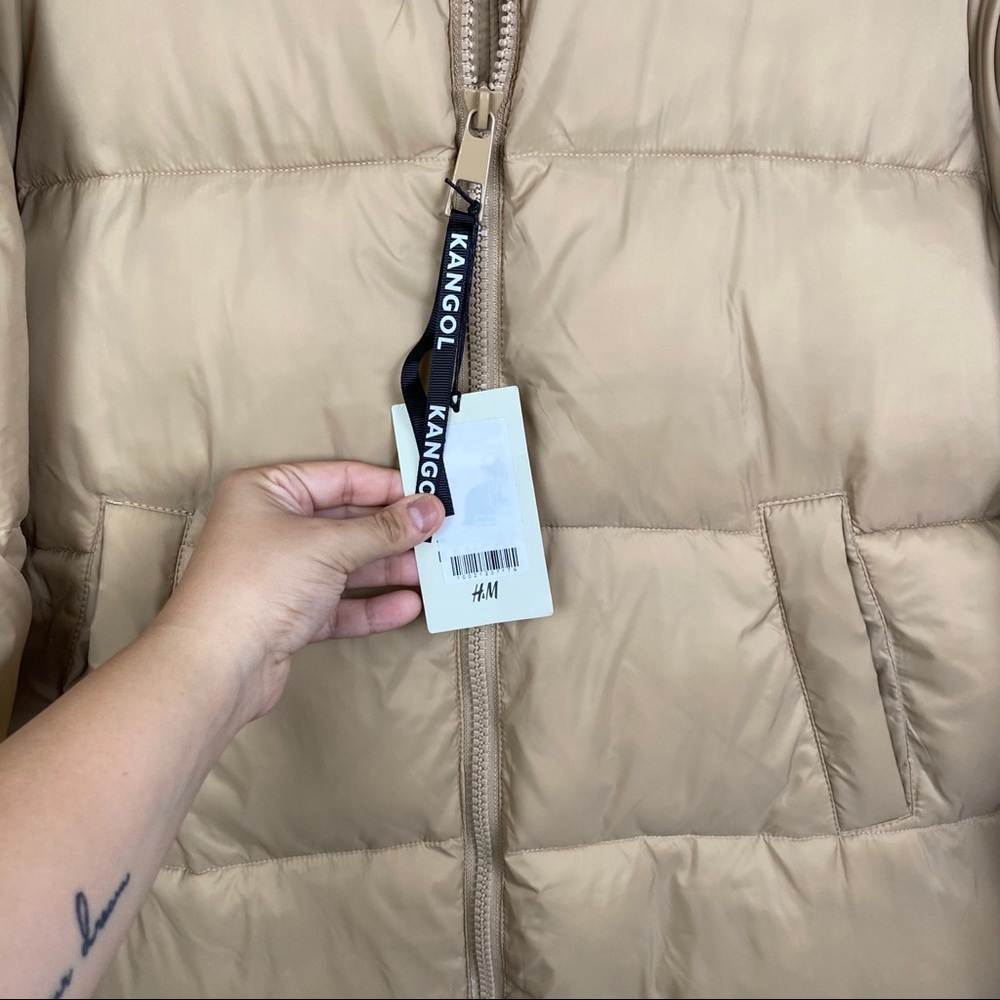 NWT Kangol x H&M Light Beige Long Puffer Jacket - Picture 12 of 16